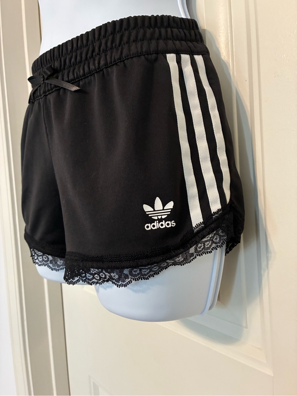 Adidas Black Lace-Trim Athletic Shorts